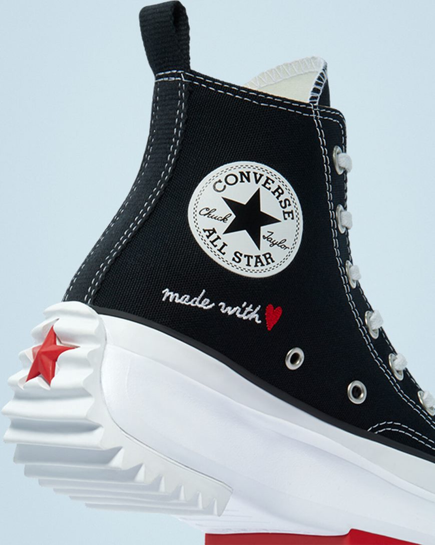 Women's Converse Run Star Hike Made With Love High Top Platform Shoes Black / White / Red | AU 143E5W